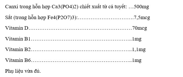 Thành phần của bột canxi cá tuyết FINE BONES 