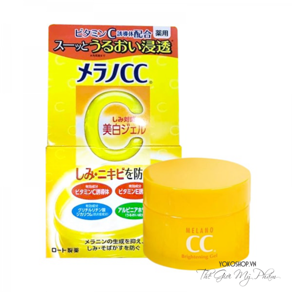 Kem dưỡng trắng da CC Melano Brightening Gel Rohto 100g Nhật Bản